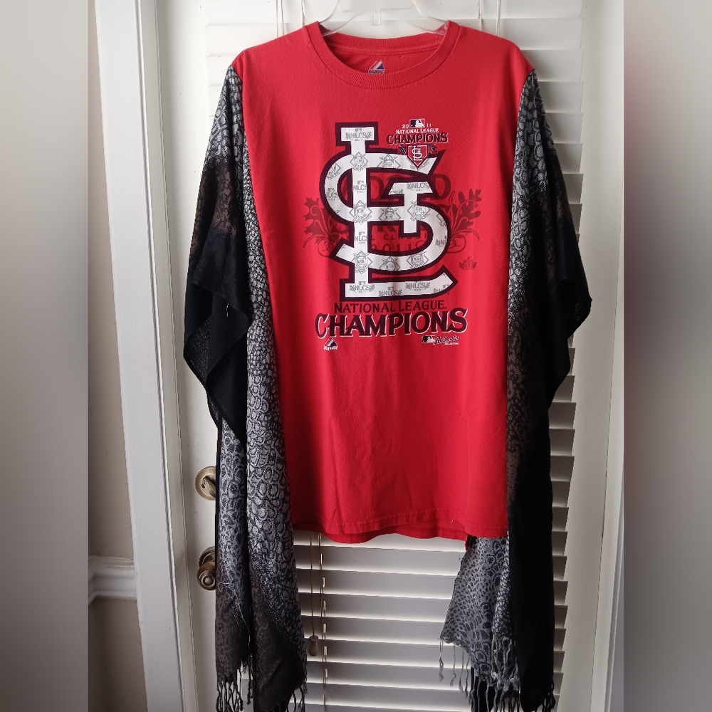 Vintage Upcycled St. Louis Cardinals Champions T-Shirt /Poncho